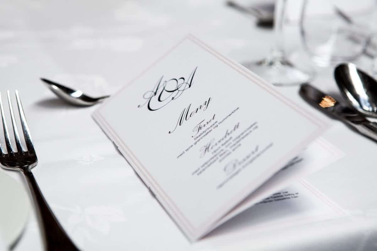 menu mariage