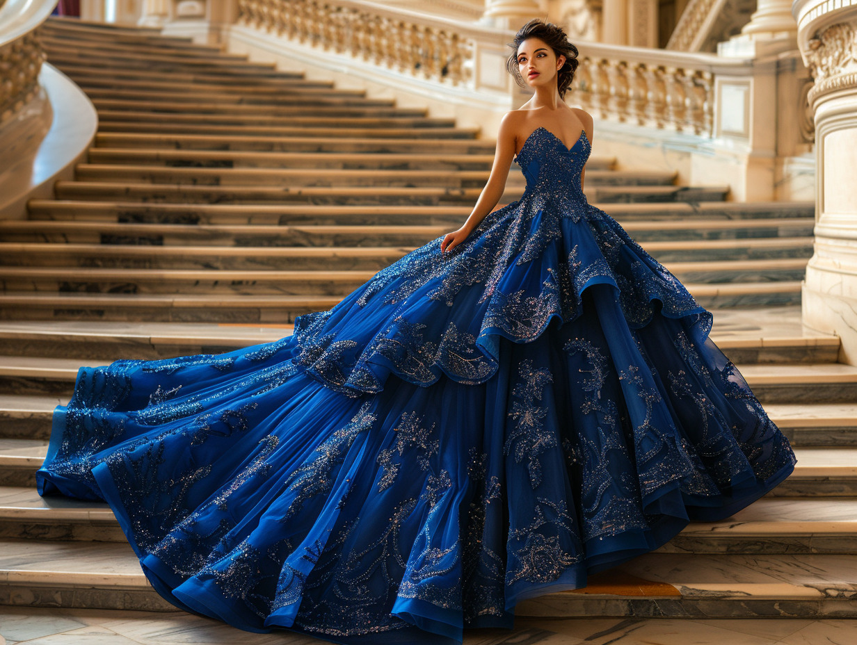 robe de mariée princesse bleu roi