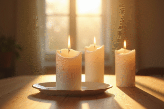 Bougies blanches élégantes pour anniversaire de mariage
