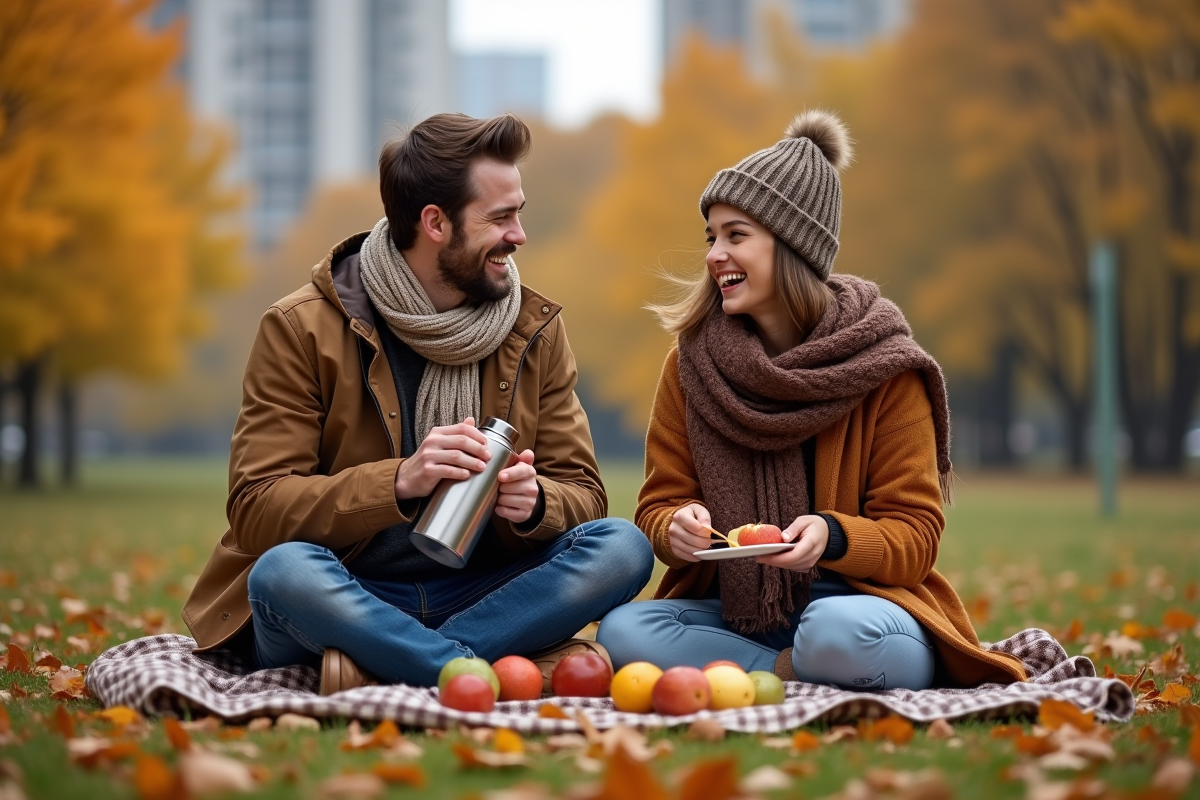 Jeune couple riant lors d