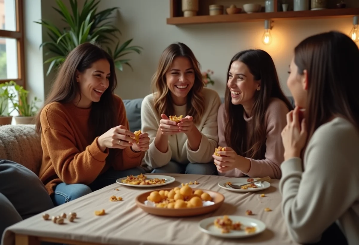 Groupe de femmes riant autour d'une table conviviale