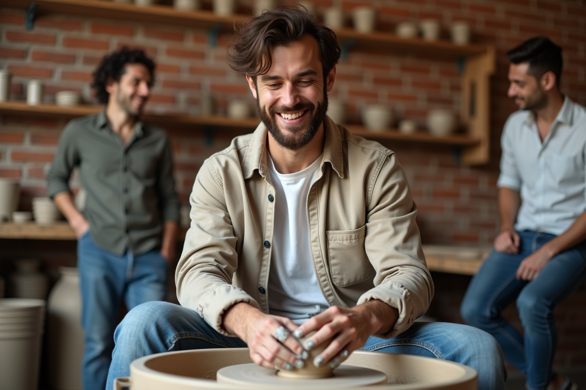 Jeune marié façonnant de l