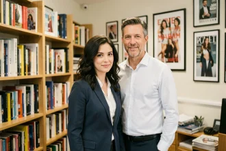 Journalistes de presse dans un bureau éditorial parisien, couple professionnel dans un cadre médiatique