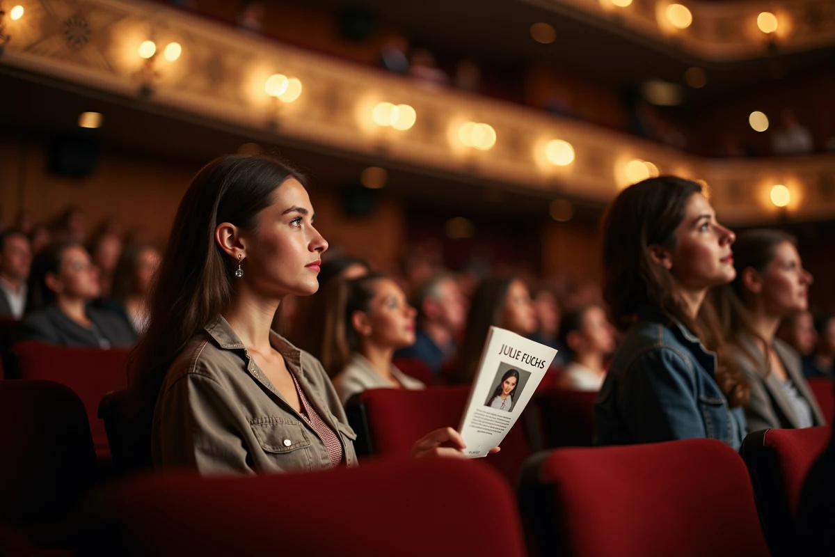 Public regardant le spectacle avec une jeune femme dans la salle